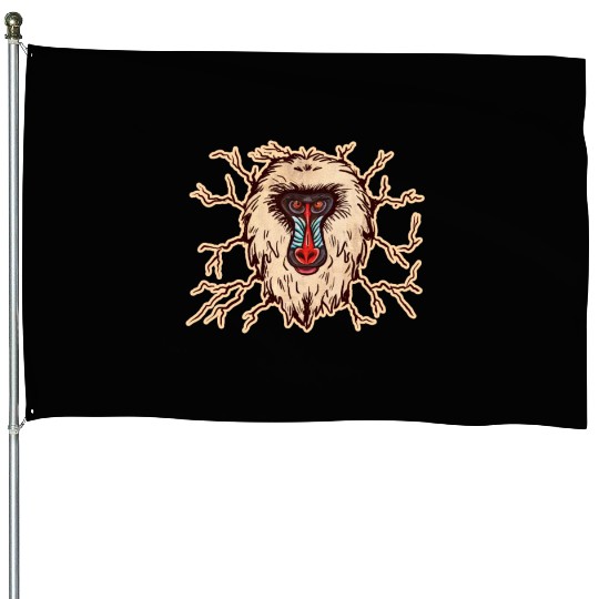Baboon Monkey Face House Flags