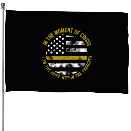 Police And Fire Dispatcher Thin Gold Line House Flags