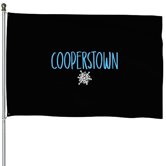 Cooperstown Ny Snowflake Drawing Light Blue Text House Flags