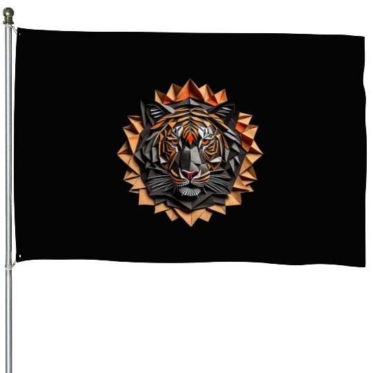 Exquisite Tiger Origami Mandala Art House Flags