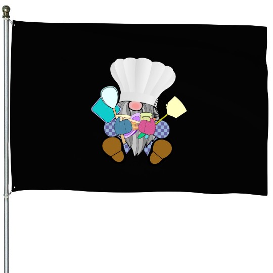 Chef Gnome cooking baking kitchen utensils fairy House Flags