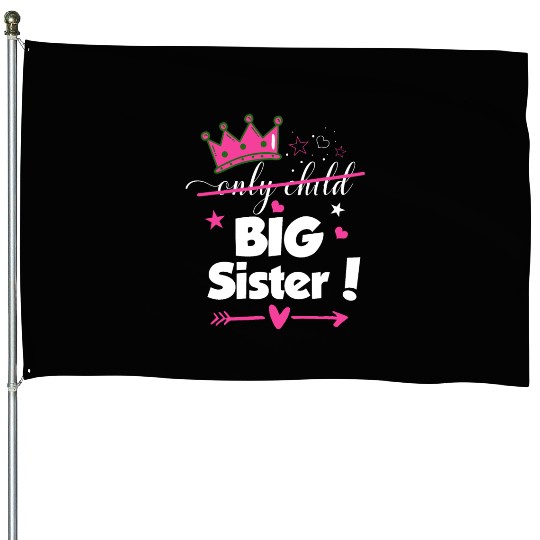 Only Child to Big Sister 2023 Sibling New Baby House Flags