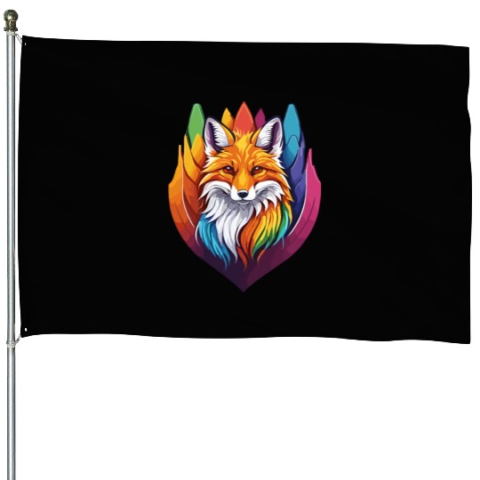 Beautiful colorful Fox House Flags