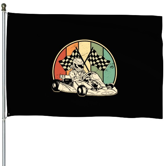 Kart Karting Retro Racing Kart Training Gift House Flags