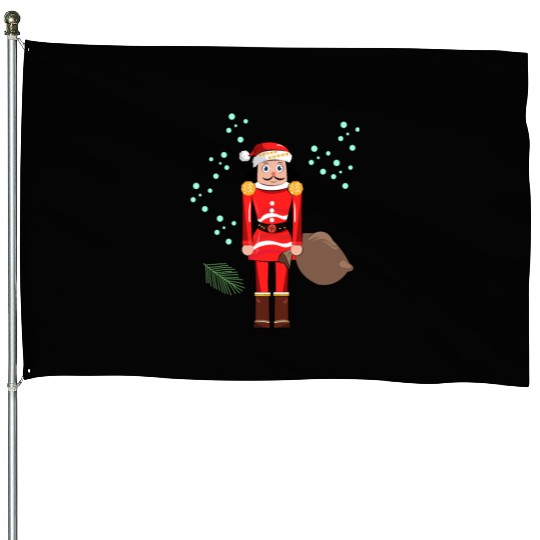 Santa Nutcracker Christmas House Flags