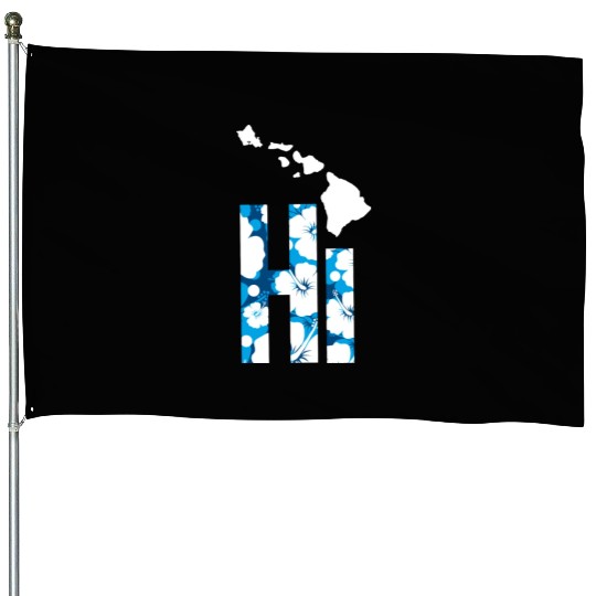 Hawaii Hi Hibiscus Blues House Flags