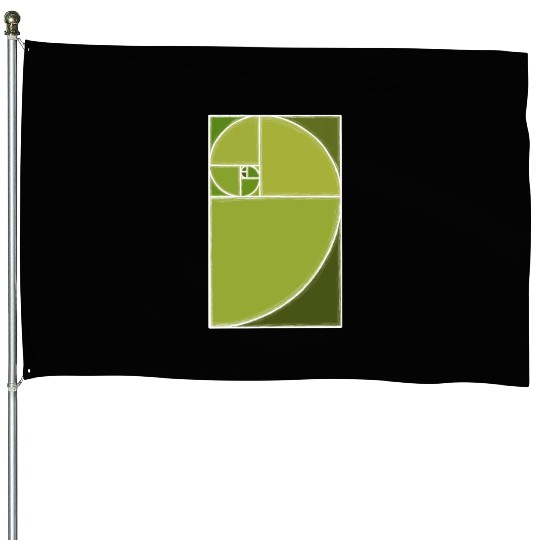 Olive Green Fibonacci Spiral House Flags