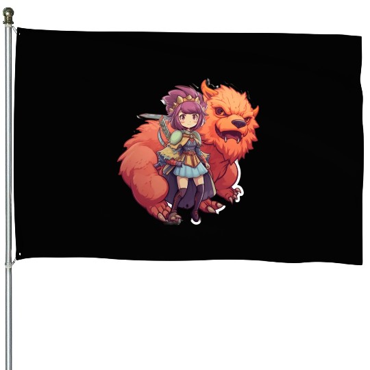 Whimsical Beast Tamer Commandin Design House Flags
