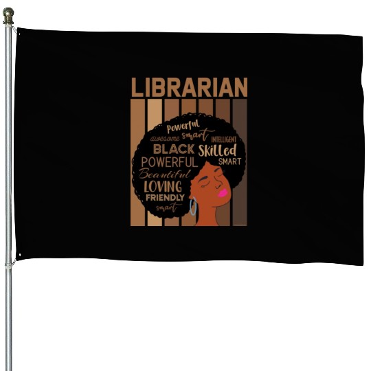 Librarian Melanin African Reading Lover House Flags