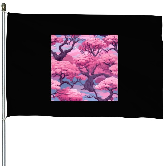 Anime Euphoria: Fantasy Cherry Blossom Dreamscape House Flags