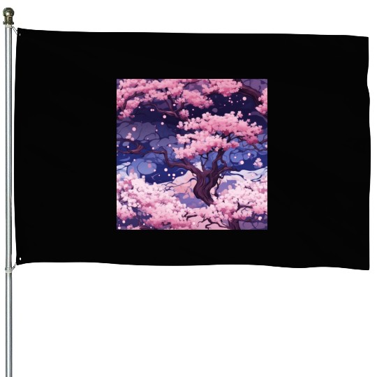 Anime Euphoria: Fantasy Cherry Blossom Dreamscape House Flags