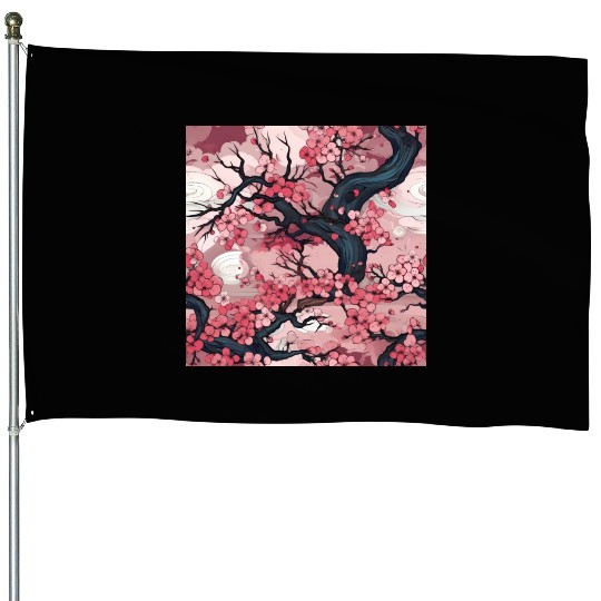 Anime Euphoria: Fantasy Cherry Blossom Dreamscape House Flags