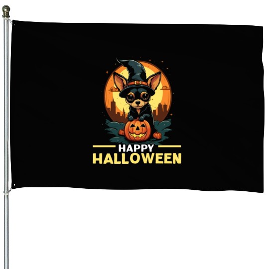 Chihuahua Halloween Puppy Trick Or Treat Dog Lover House Flags