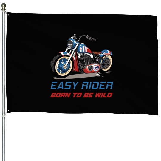 Easy Rider Motorcycle Chopper Stars and Stripes House Flags