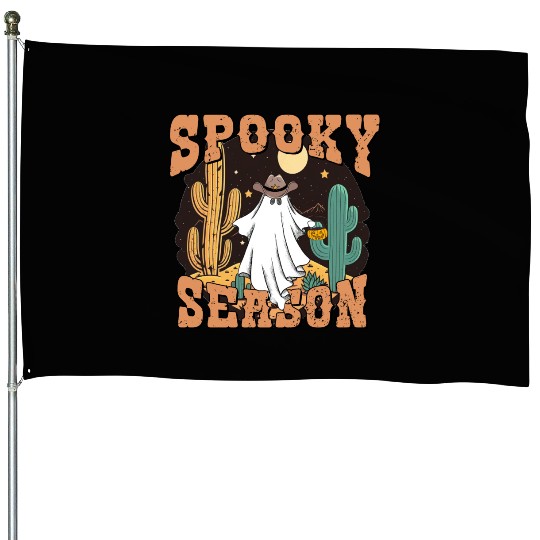 Spooky Season Western Ghost Halloween House Flags
