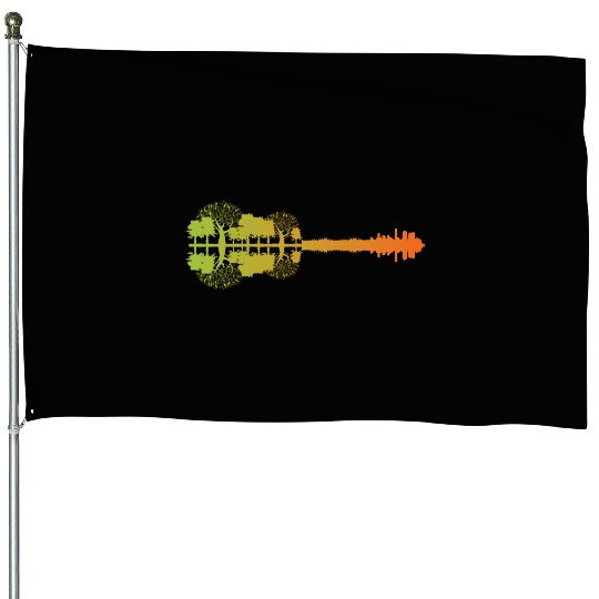 Guitarist Guitar Landscape House Flags