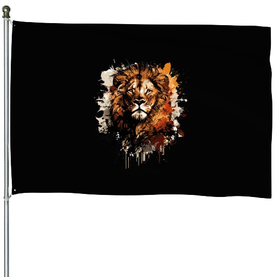 lion head watercolor House Flags