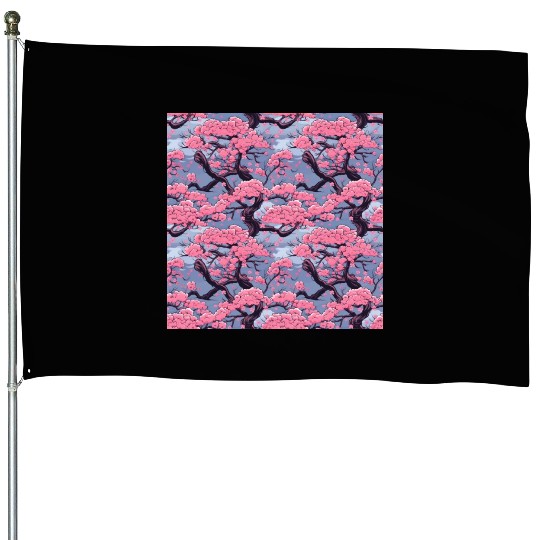 Anime Euphoria: Fantasy Cherry Blossom Dreamscape House Flags