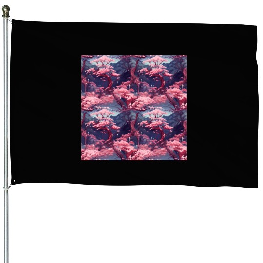 Anime Euphoria: Fantasy Cherry Blossom Dreamscape House Flags