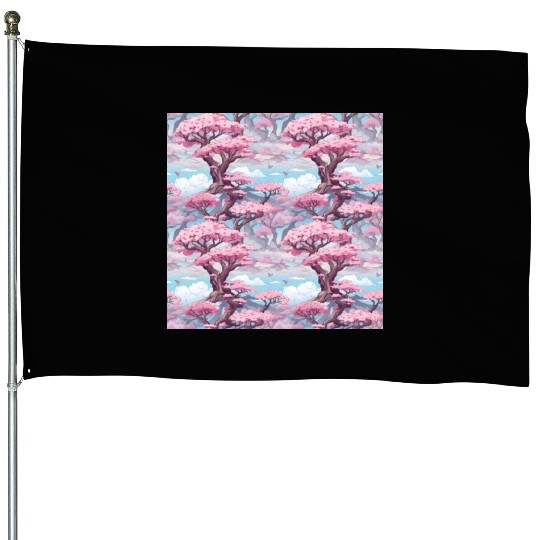 Anime Euphoria: Fantasy Cherry Blossom Dreamscape House Flags