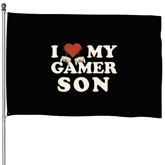 I Love My Gamer Son - I Heart My Gamer Son House Flags