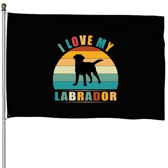 Retro Vintage I love my labrador House Flags Lover