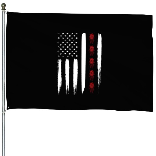 Cicada Line In Distressed Us Flag For Cicada House Flags