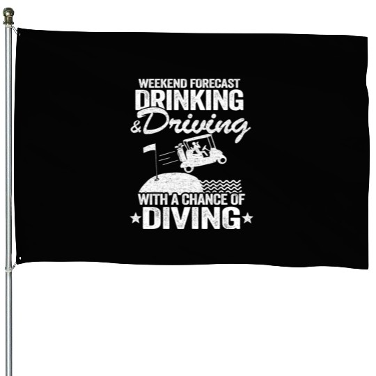 Beer Golf Cart Drinking Driving Diving Golfing House Flags
