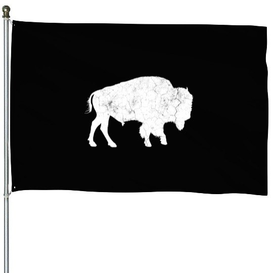 Distressed Buffalo Bison Animal House Flags