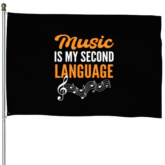 Second Language Old Musician Gift House Flags