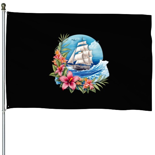Sailing Ship Sailing Orchids Flowers Sailboat House Flags