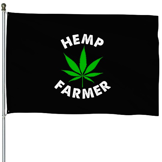 Hemp Farmer Green Leaf House Flags