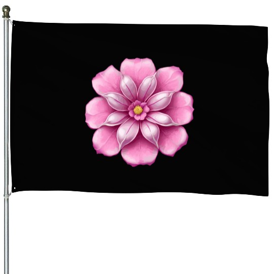 Pink cherry blossom flower House Flags
