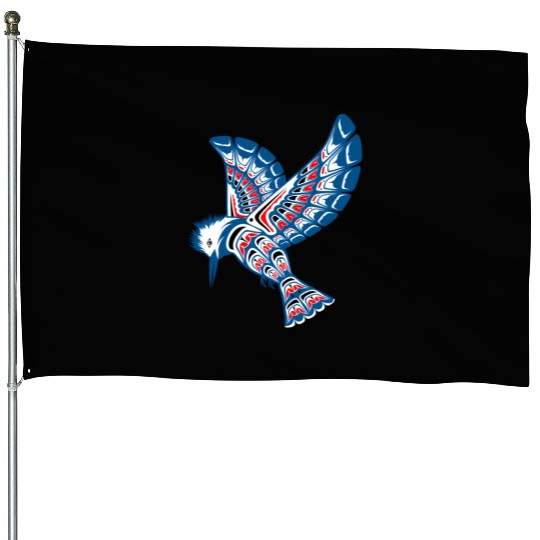 Native American Style Kingfisher Pacific Northwest House Flags