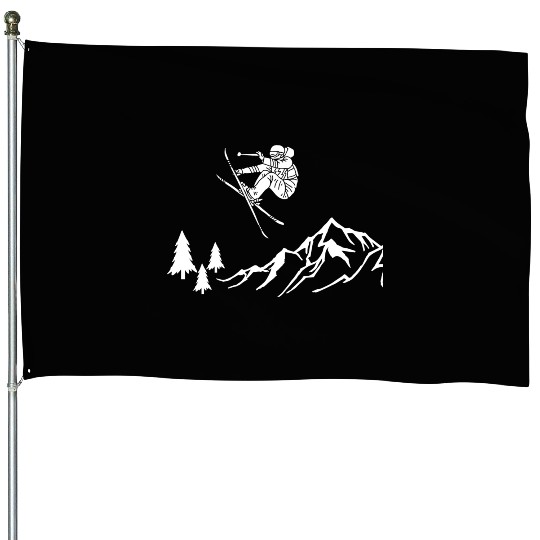 Skiing In The Alps House Flags