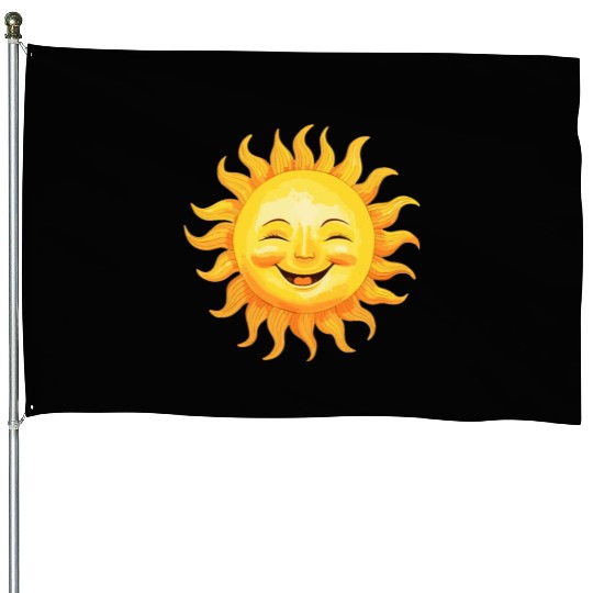 Sun Smiling - Joyful Sunshine House Flags