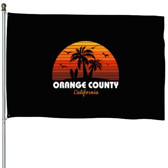 Retro Orange County California Sunset Cool House Flags