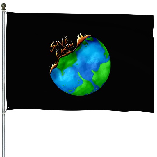 Burning Earth Globe Save Earth For Earth Day House Flags