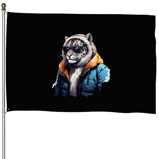 Street Style Snow Leopard | Leopard Lovers House Flags