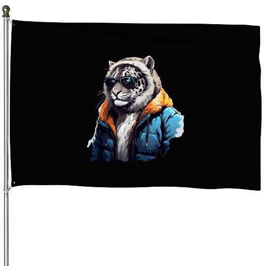 Street Style Snow Leopard | Leopard Lovers House Flags