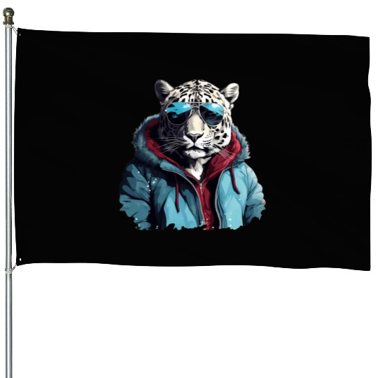 Street Style Snow Leopard | Leopard Lovers House Flags