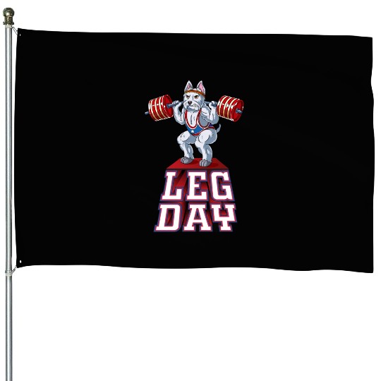Leg Day Westie Weight Lifting Squat Gym House Flags