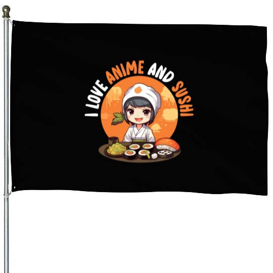 Anime Sushi Lover Nigiri Sashimi Food Manga Otaku House Flags