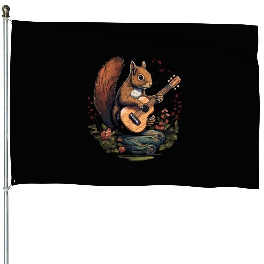 Squirrel playing a guitar House Flags