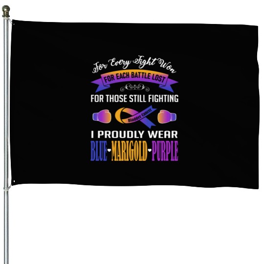 I Proudly Wear Blue Marigold Purple Bladder Cancer House Flags