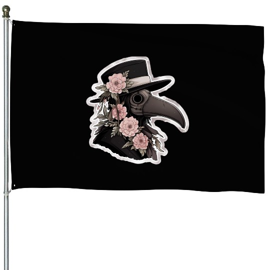 Cute Floral Plague Doctor House Flags