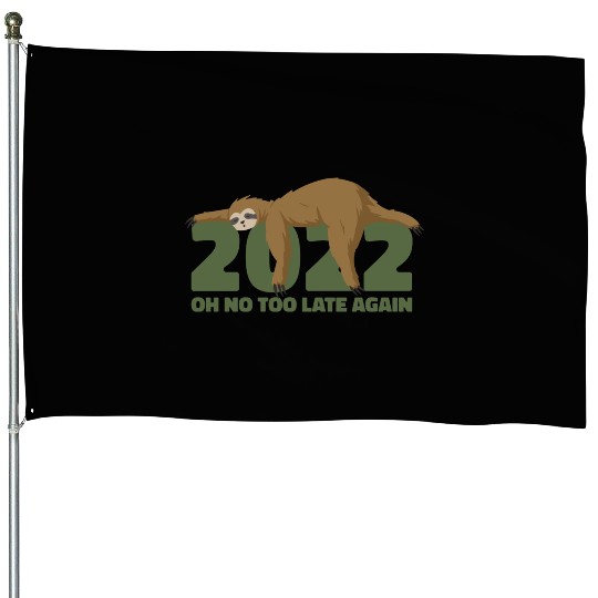 Sleeping Sloth Newyear House Flags
