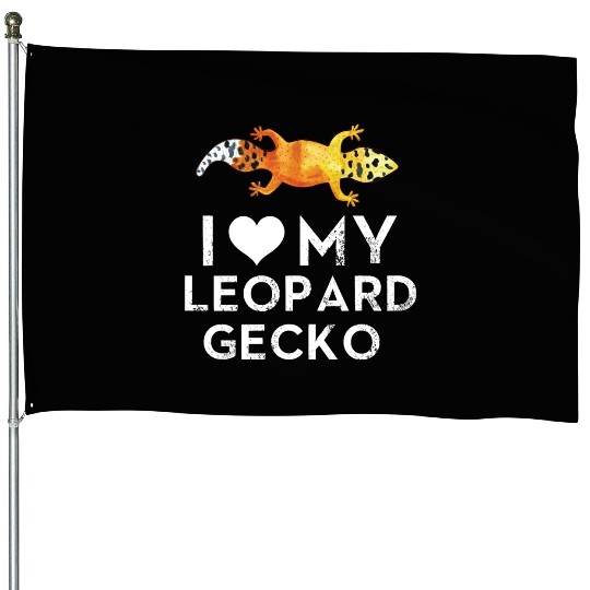 I Love My Leopard Gecko House Flags