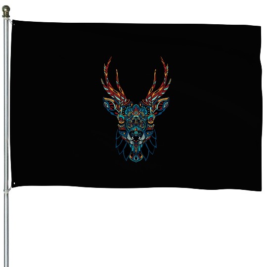 Mandala Deer House Flags