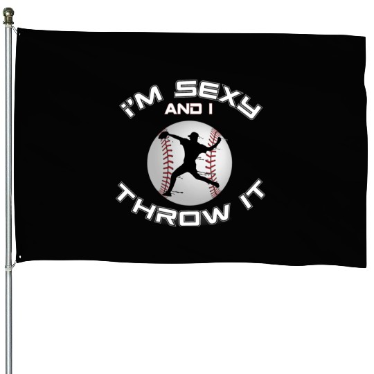 I m Sexy And I Throw It Baseball Pitcher And House Flags
